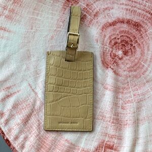 Michael Kors Tan Croc-Embossed Luggage Tag